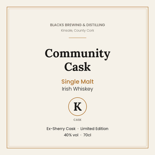 Blacks Community Cask Single Malt Irish Whiskey – Ex-Sherry Cask K