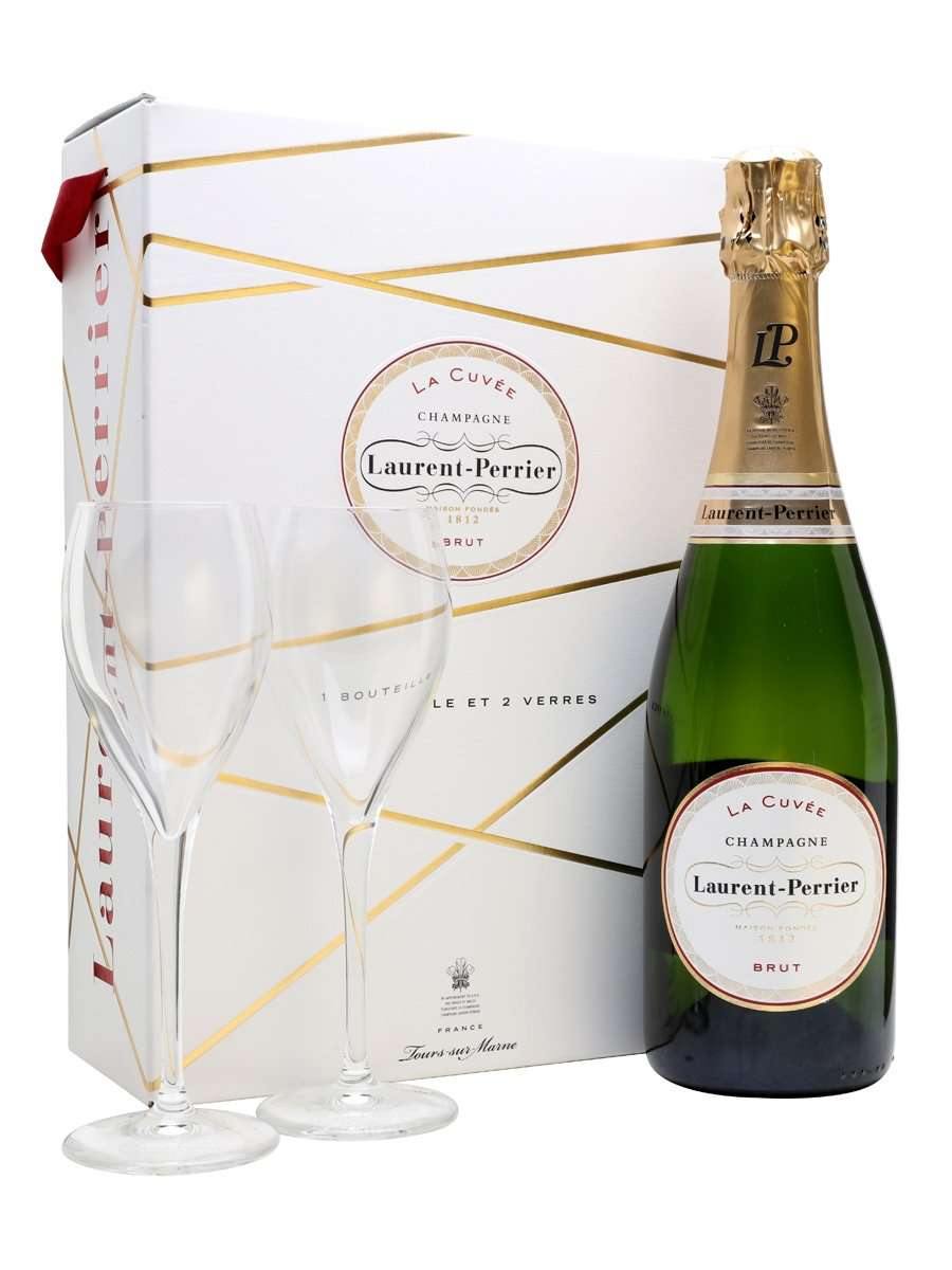 Laurent-Perrier La Cuvee Brut Champagne 2 Glasses Gift Set - DrinksHero