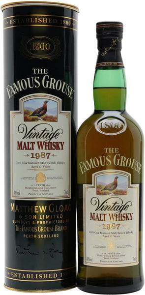 ウイスキー Famous Grouse Vintage Malt Whisky 1987 Famous Grouse 1987 Vintage Malt Whisky - The House Of Whiskey