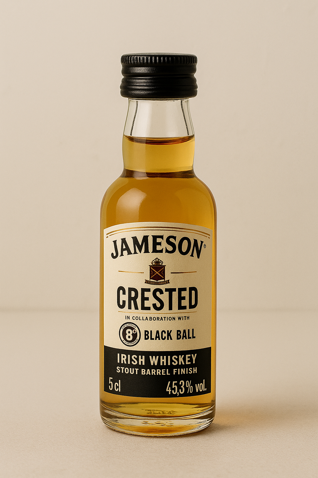 Jameson Crested – Eight Degrees Black Ball Metric Stout Barrels | 5cl Tasting Bottle